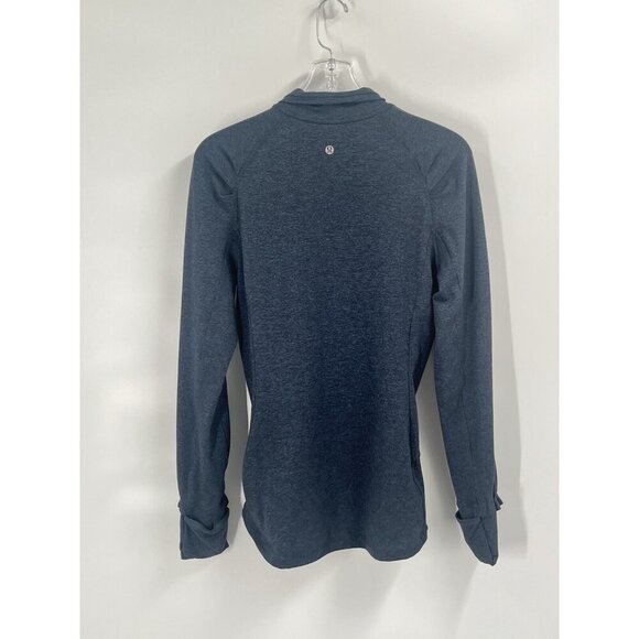 Lululemon Extra Mile 1/2 Zip Heathered Nocturnal Teal / Black Sz 10 - Picture 5 of 6